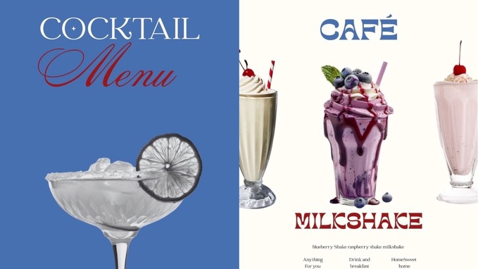 ออกแบบแบนเนอร์เว็บไซต์เครื่องดื่มเมนูCocktailและMilkshake