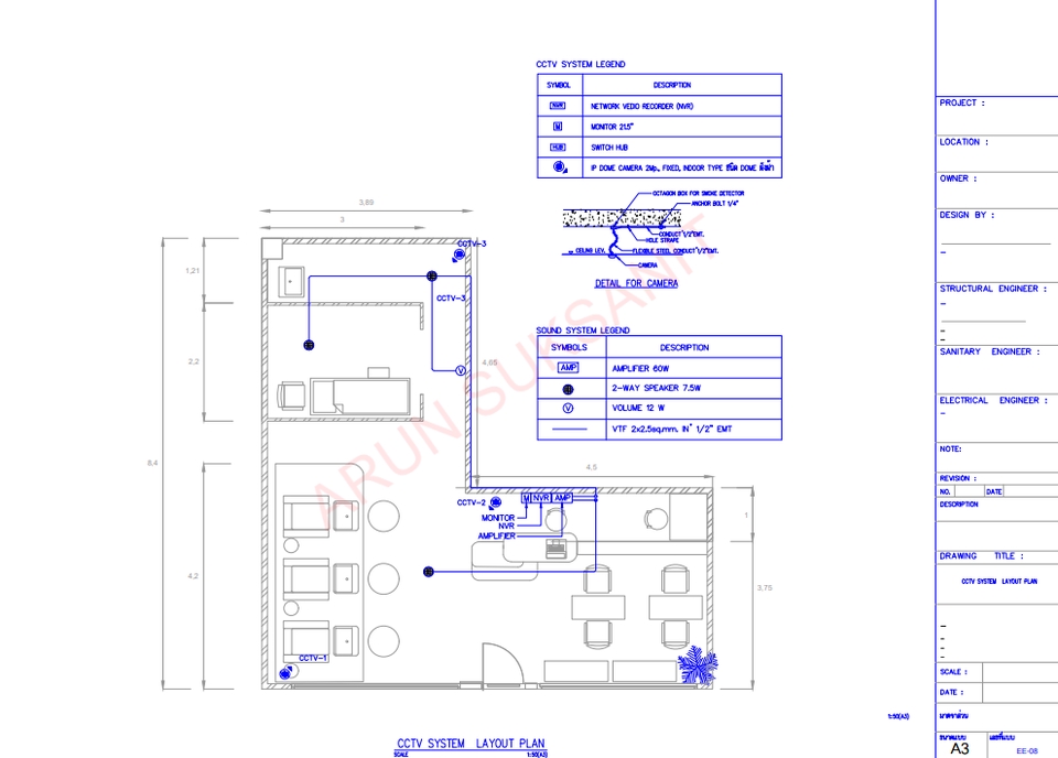 เขียนแบบCCTVระบบไฟฟ้าอาคาร ออกแบบระบบไฟฟ้าบ้าน