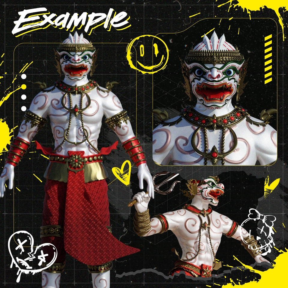 รับปั้นโมเดล3D ตัวละครยักษ์ ไทย แบบ3มิติ