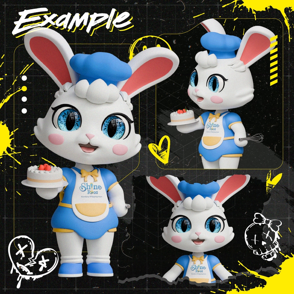 รับปั้นโมเดล3D กระต่ายน่ารัก โมเดลสินค้า 3D packshot