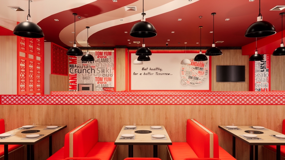รับออกแบบร้านอาหารสไตล์โมเดิร์นตกแต่งภายในสวยงาม