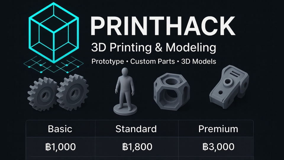 ปริ้นงาน 3D Printing & Modeling บริการ Prototype และโมเดลครบวงจร ราคาย่อมเยา, PrintHack ปริ้นงาน 3D