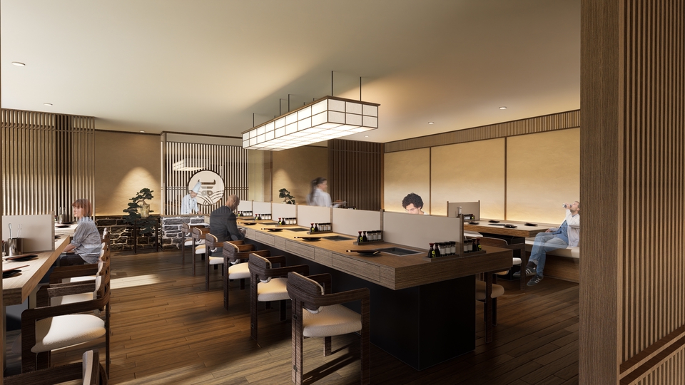 รับออกแบบร้านอาหารญี่ปุ่นสไตล์โมเดิร์น ตกแต่งภายในสวยหรู