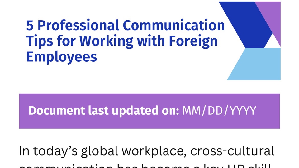 â5 Professional Communication Tips for Working with Foreign Employeesâ