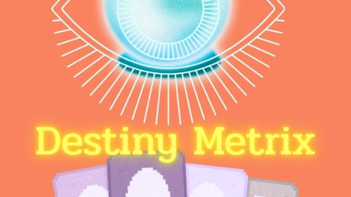 ดูดวงกราฟชีวิต เนื้อคู่พร้อมภาพไพ่พรหมญาณสวยงามประกอบคำว่า Destiny Metrix สีเหลืองสดใสบนพื้นหลังสีส้ม รับดูดวงเนื้อคู่ ดูดวงความรัก ดูดวง ดูดวงไพ่ยิปซี ดูดวงออนไลน์ หมอดูความรัก ทำนายดวงชะตา วันเดือนปีเกิด