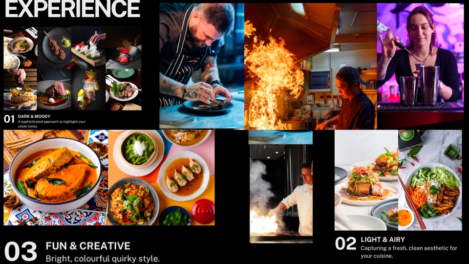 ถ่ายภาพอาหาร ร้านอาหาร เมนูและโซเชี่ยล และคอนเท้นต์วิดิโอ Facebook TikTok IG