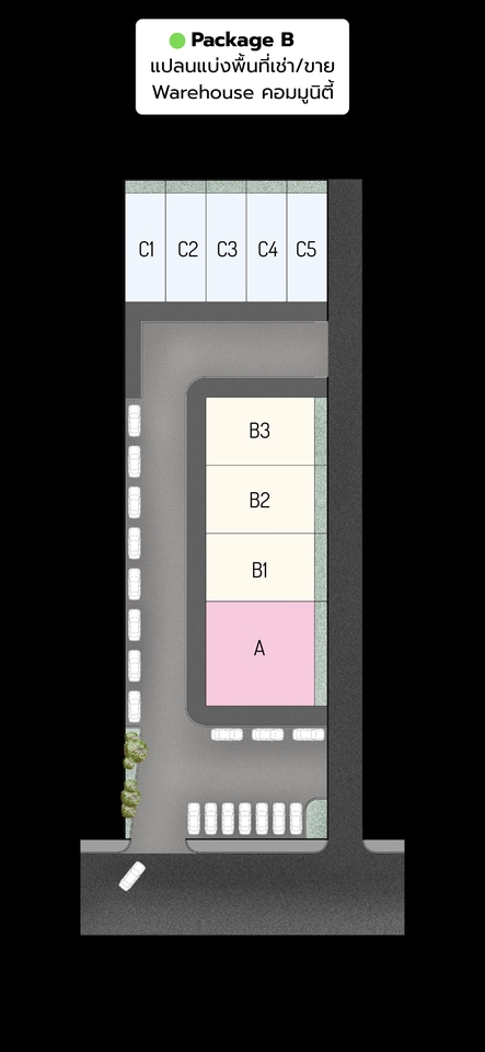 คอมมูนิตี้มอลล์ Community Mall แบ่งที่เช่า พื้นที่เช่า ร้านค้าเช่า ตลาด แผงลอย ถนนคนเดิน ผังอาคาร