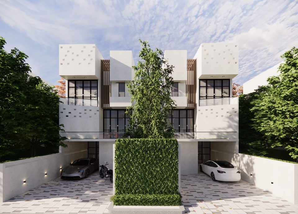 รับออกแบบบ้านทันสมัย ออกแบบตกแต่งภายใน บ้านสองชั้น