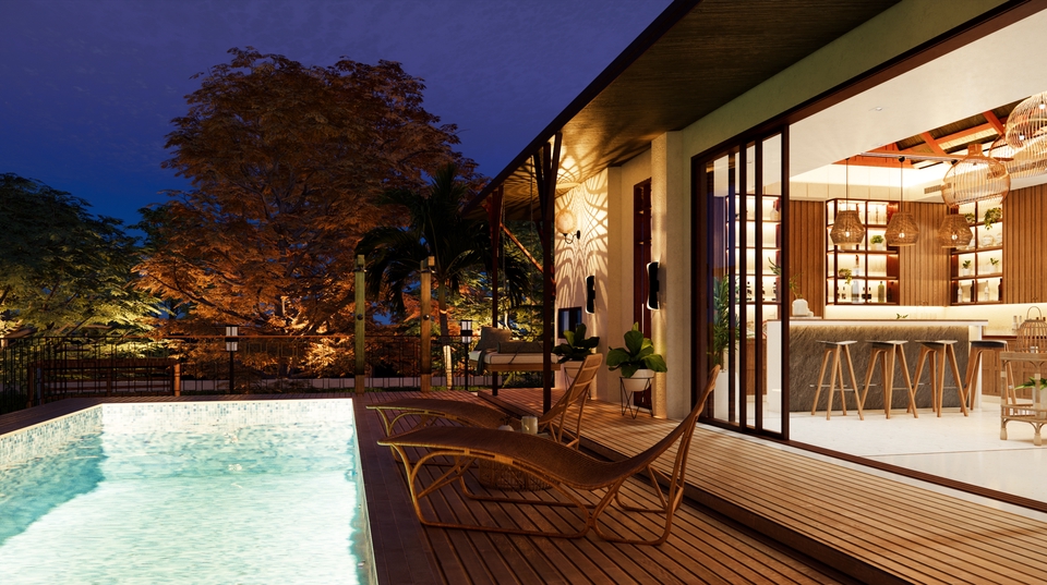 รับออกแบบบ้านและตกแต่งภายในสไตล์โมเดิร์น พร้อมสระว่ายน้ำ