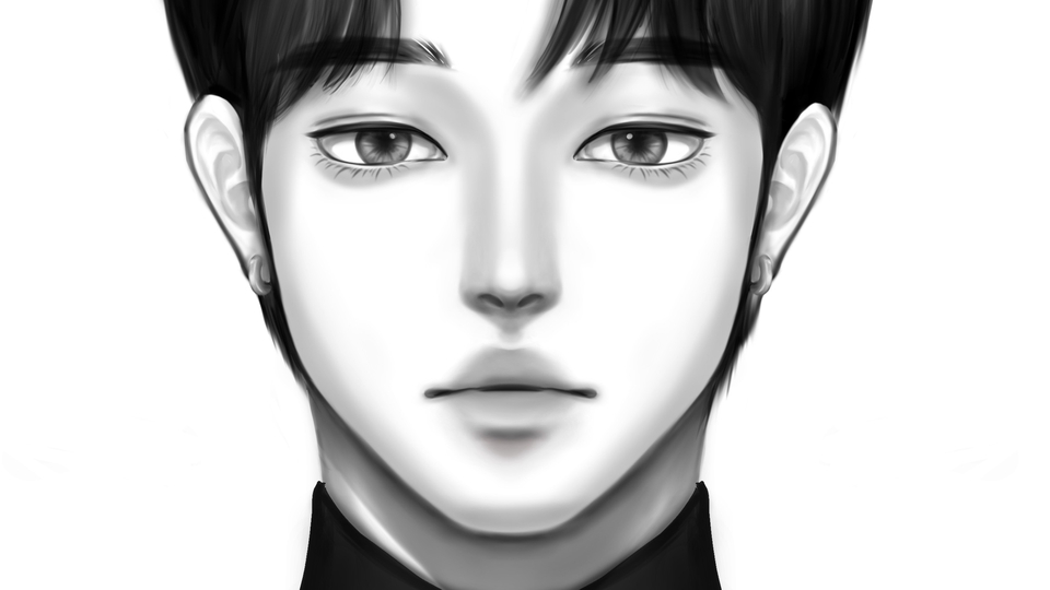 วาดภาพประกอบขาวดำภาพบุคคลสไตล์ดิจิตอลเพ้นท์