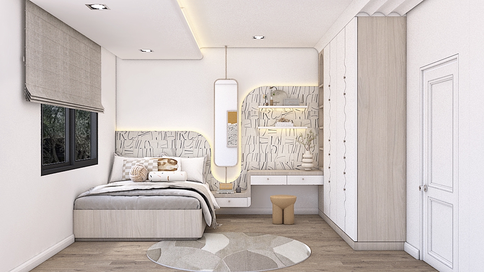 รับออกแบบตกแต่งภายในห้องนอนสไตล์โมเดิร์นสวยหรู พร้อมเฟอร์นิเจอร์บิวท์อิน เ