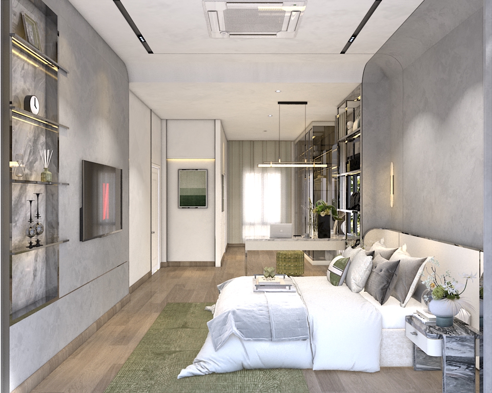 รับออกแบบตกแต่งภายในห้องนอนสไตล์โมเดิร์น พร้อมเฟอร์นิเจอร์สวยหรู