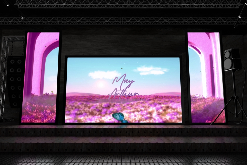 ฉากหลังงานแต่งที่สวยงาม พร้อมหน้าจอแสดงผล รับทำ motion graphics