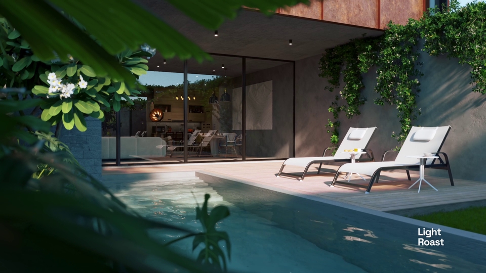 ออกแบบ perspective บ้านหรูสระว่ายน้ำ 3 มิติ