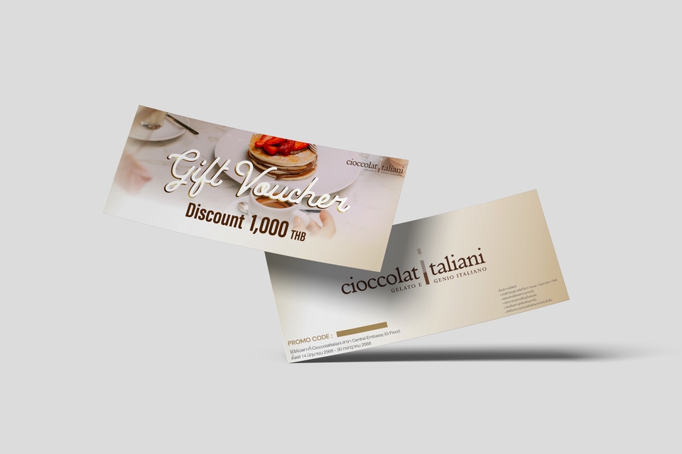 ออกแบบGift Voucherสวยหรูสำหรับร้าน Ciocolat Talliani ลด 1000 บาท
