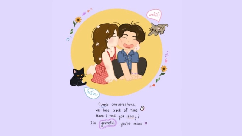 รับวาดรูปการ์ตูนคู่รักน่ารัก สไตล์มินิมอล ภาพวาดการ์ตูนจิบิ วาดการ์ตูนอนิเมะ