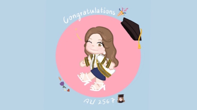 รับวาดรูปการ์ตูนรับปริญญา สไตล์จิบิ น่ารัก สีพาสเทล วาดรูปอนิเมะ