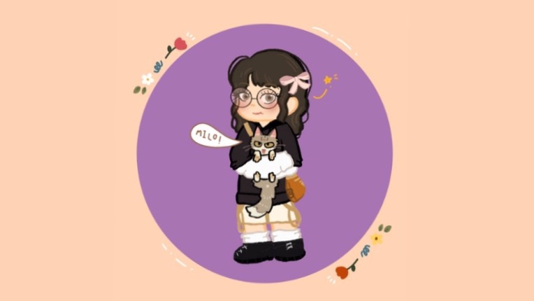 รับวาดรูปการ์ตูนน่ารัก สไตล์จิบิ สาวกับแมว วาดรูปอนิเมะ