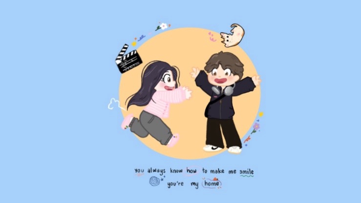 รับวาดรูปการ์ตูนคู่รักน่ารัก สไตล์การ์ตูนญี่ปุ่น วาดภาพการ์ตูนมินิมอล