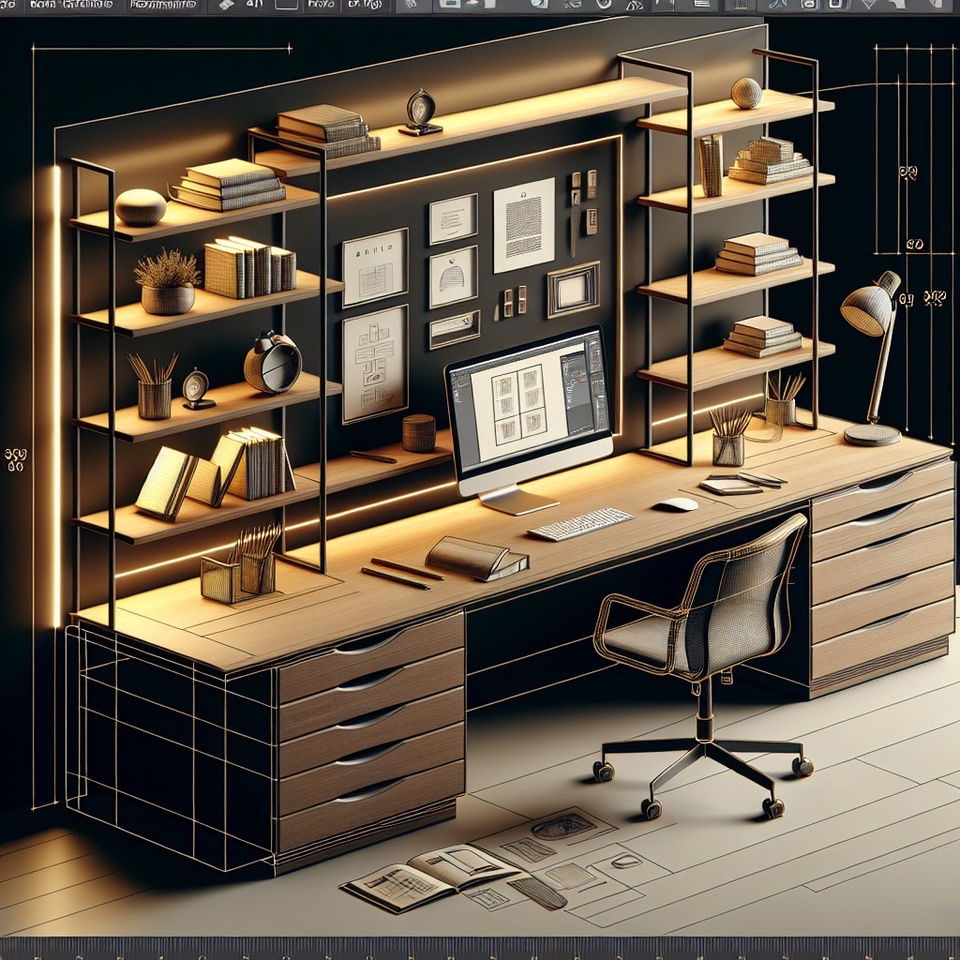 รับทำโมเดล3D โมเดลห้องทำงานสวยหรู 3D packshot