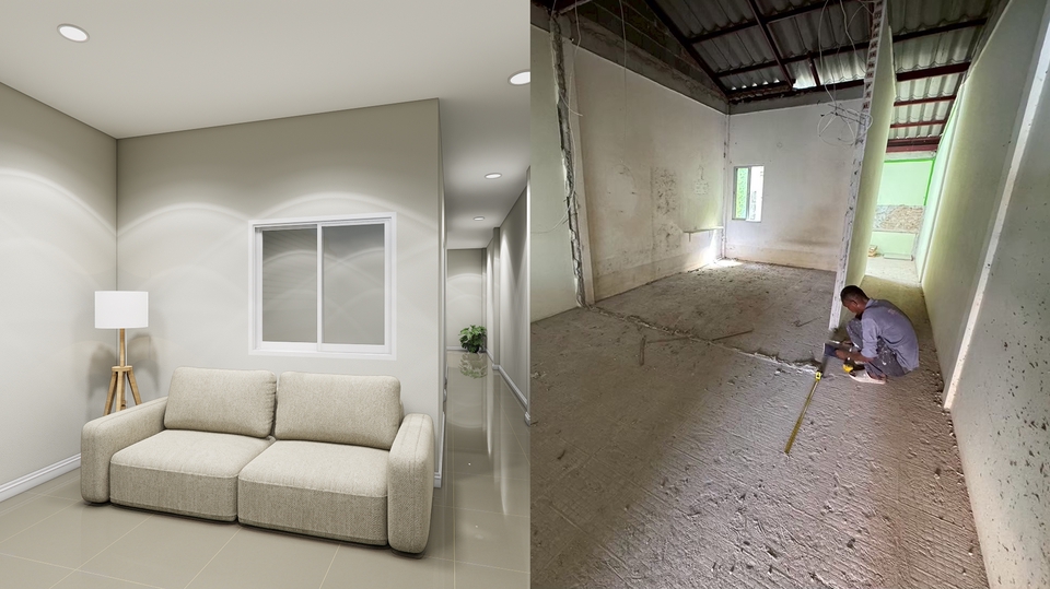 ออกแบบบ้าน3D perspective โมเดลบ้าน3มิติ ก่อน-หลังรีโนเวท