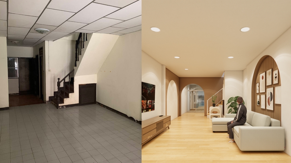 ออกแบบบ้าน3D perspective ก่อนหลังรีโนเวท โมเดลบ้าน3มิติ