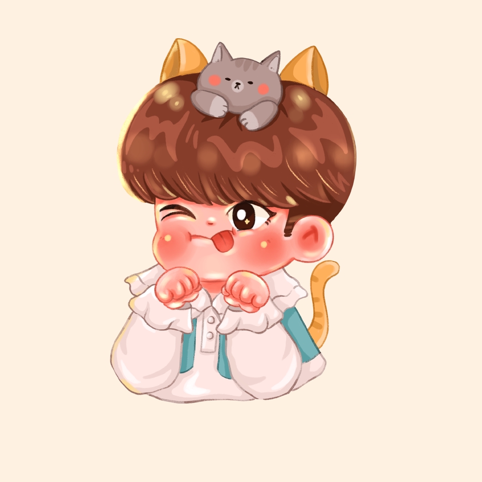 รับวาดการ์ตูนน่ารัก สไตล์จิบิ วาดรูปการ์ตูนเหมือน มีแมว