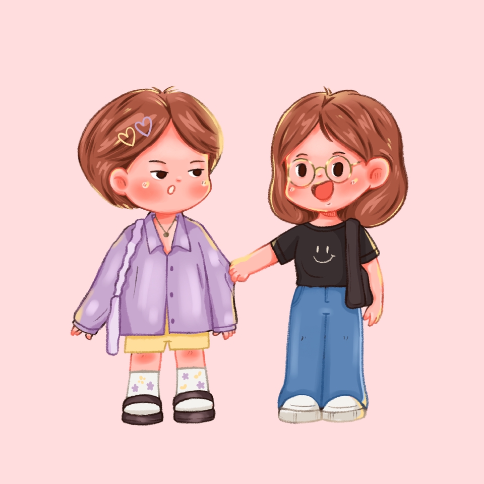 รับวาดการ์ตูนน่ารัก สไตล์จิบิ วาดรูปอนิเมะหญิงชาย ภาพวาดการ์ตูนคู่