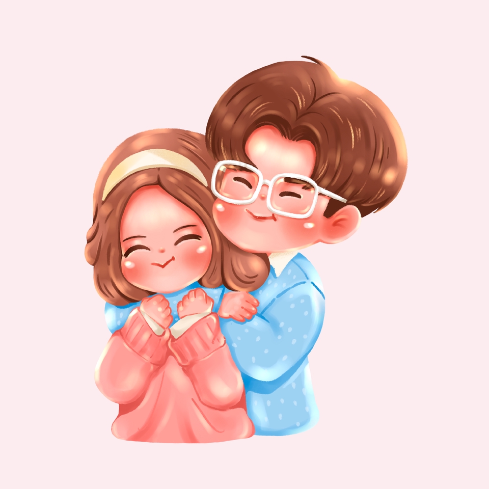 รับวาดการ์ตูนคู่รักน่ารัก สไตล์จิบิ วาดรูปการ์ตูนอนิเมะ