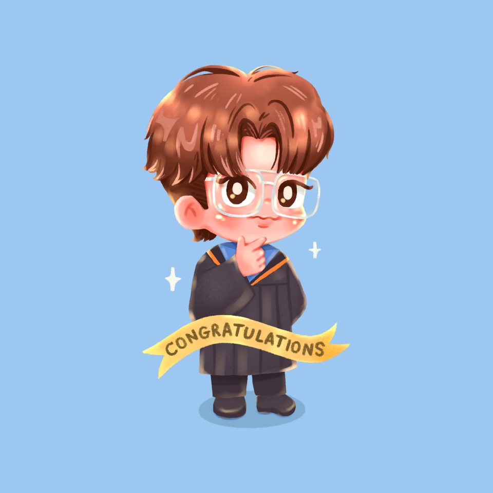 รับวาดรูปการ์ตูนรับปริญญา chibi สไตล์น่ารัก ภาพวาดการ์ตูน