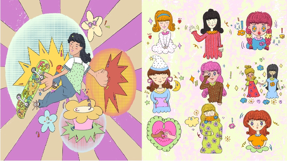 วาดภาพประกอบลายเส้นน่ารัก สีสันสดใส สไตล์เด็กๆ