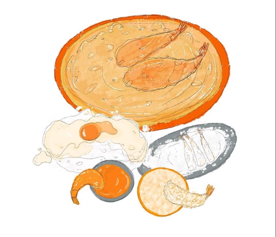 วาดภาพประกอบอาหารทะเลไทย วาดรูปกุ้ง รับวาดภาพดิจิตอลเพ้นท์