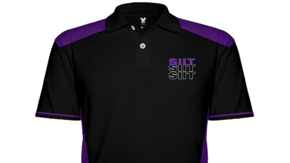 รับสกรีนเสื้อโปโลสีดำม่วงลายSIIT