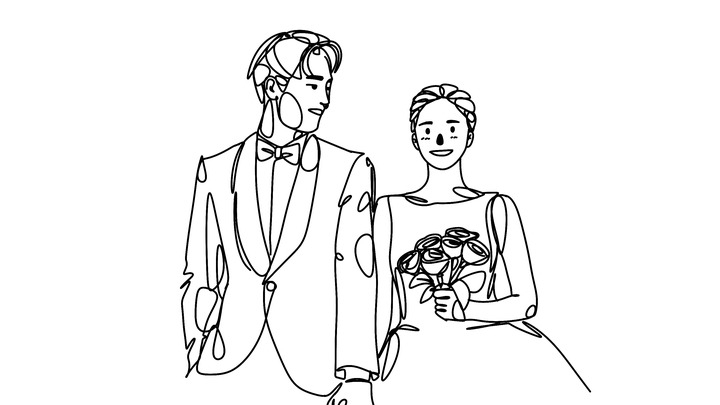 รับทำของขวัญแฮนเมดงานวาดเส้นคู่รักแต่งงาน