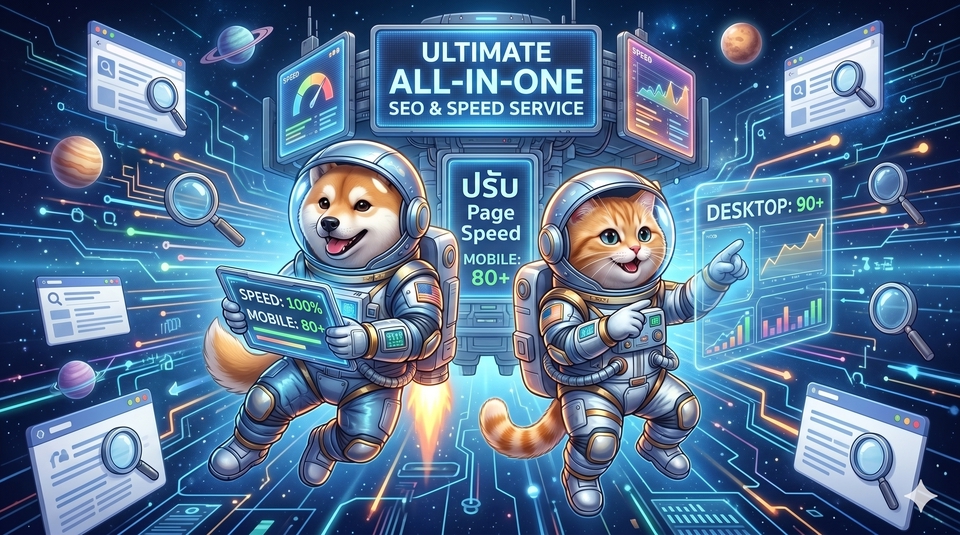 Optimize ภาพ/โค้ด/ฐานข้อมูล คะแนน PageSpeed Insight 90-100% คะแนน SEO 90-100% ช่วยลด Bounce Rate