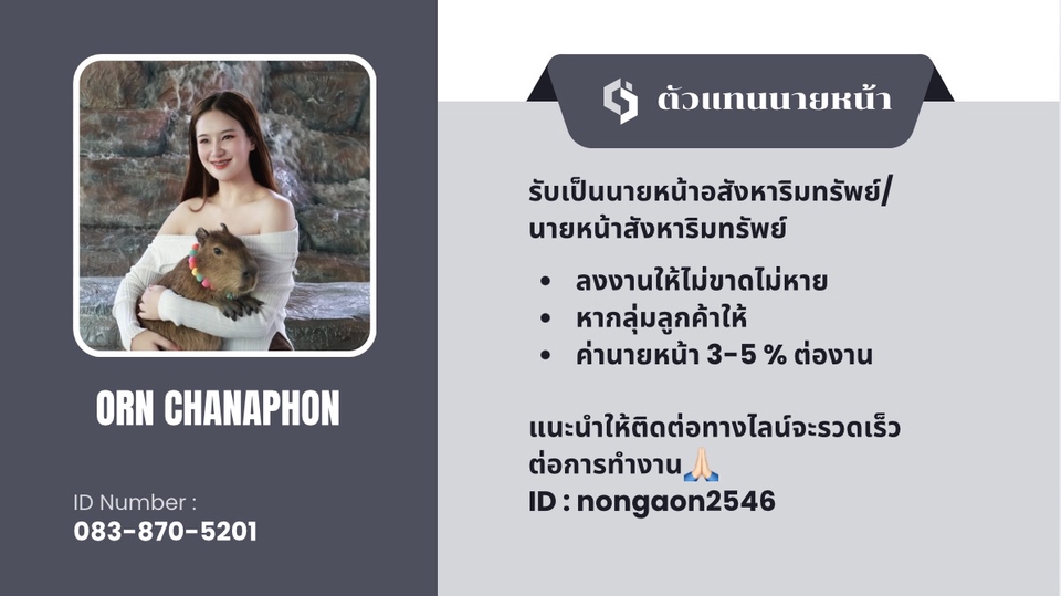ตัวแทนนายหน้าอสังหาริมทรัพย์ อรนุช ชนานภรณ์ ID:nongaon2546