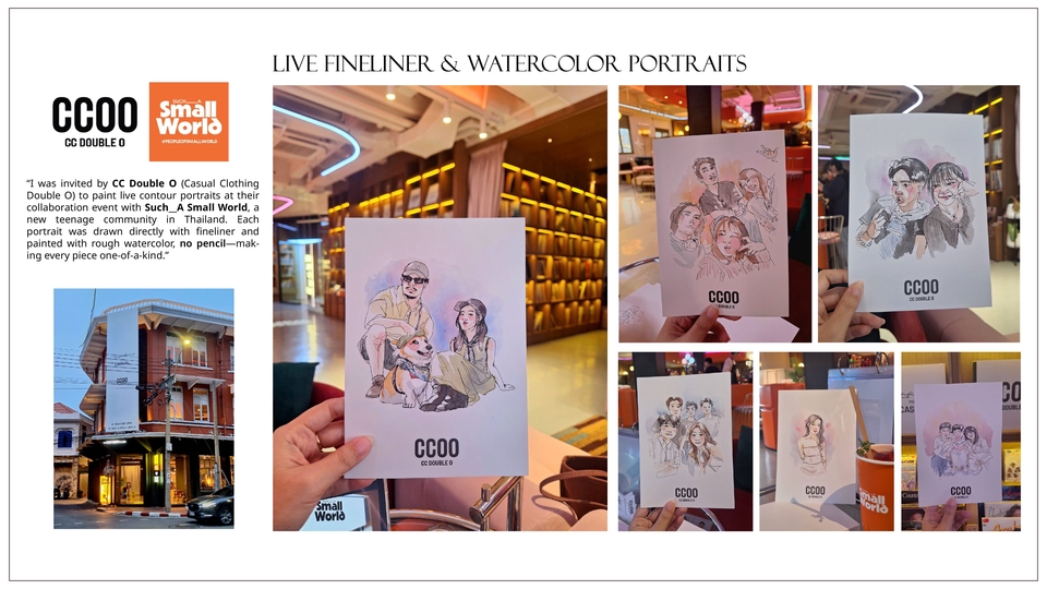 รับวาดภาพเหมือน สีน้ำและเส้นลายเส้นสด ภาพเหมือนคน