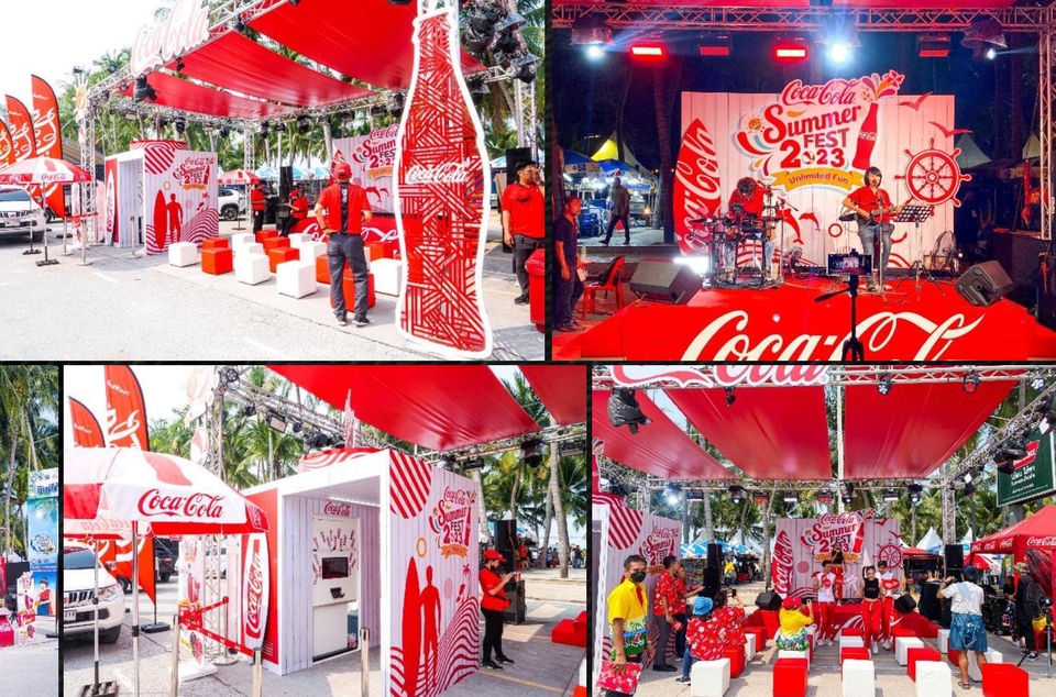 รับจัดบูธงานอีเว้นท์โค้ก ออกบูธเครื่องดื่ม งานอีเว้นท์ชายหาด