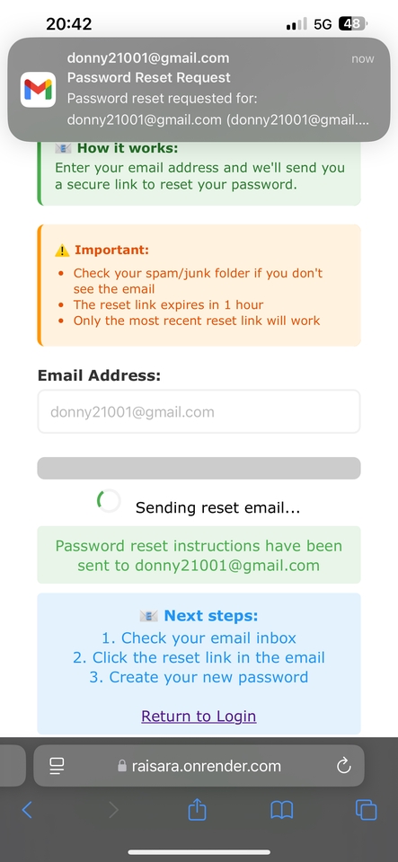 ระบบส่งlinkแก้รหัสไปหาgmail