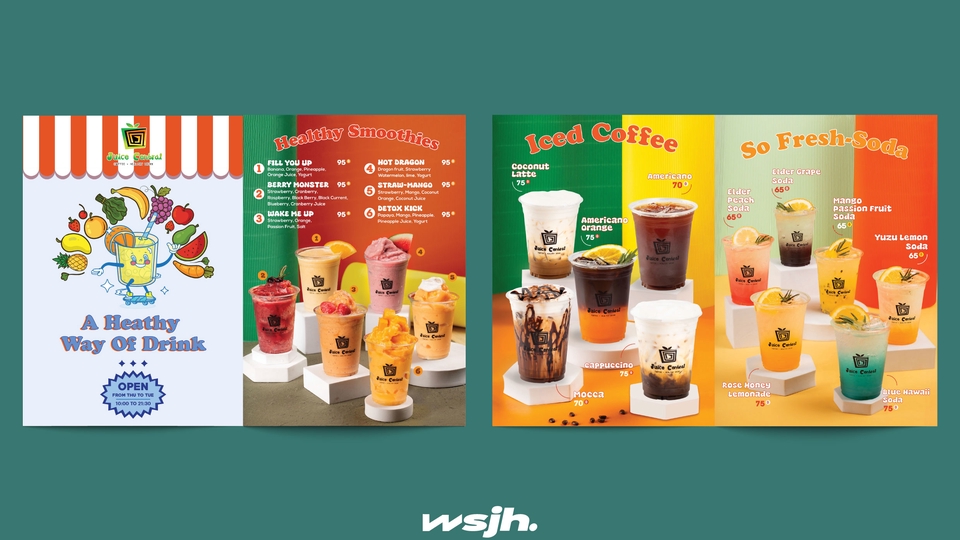 ออกแบบเมนูเครื่องดื่มน่ารัก เมนูร้านกาแฟสมูทตี้ รับออกแบบเมนู