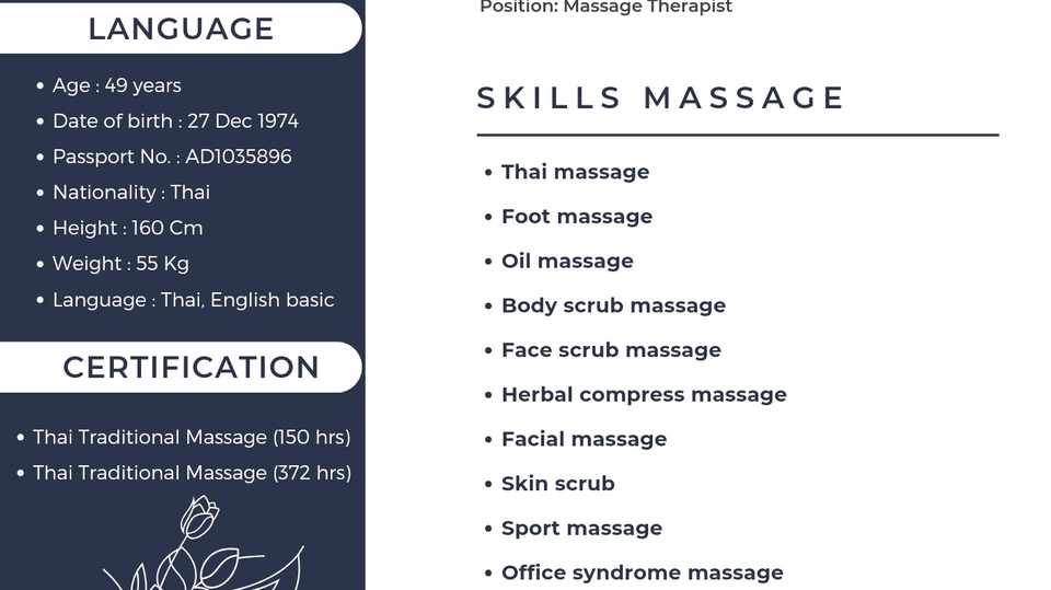 รับทำเรซูเม่และพอร์ตโฟลิโอสำหรับนักบำบัด