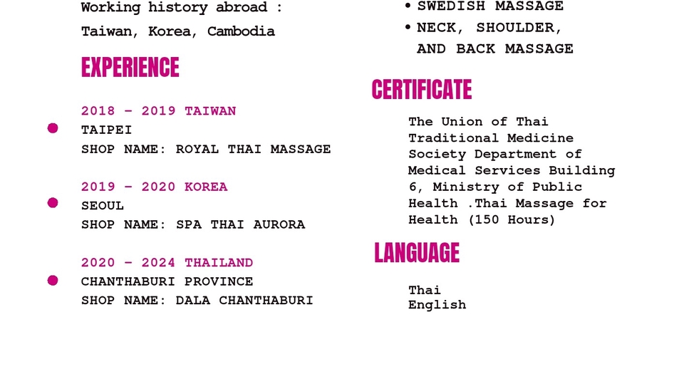 รับทำเรซูเม่ภาษาอังกฤษและไทย บริการออกแบบโปรไฟล์สำหรับงาน พร้อมประสบการณ์ทำงานต่างประเทศ