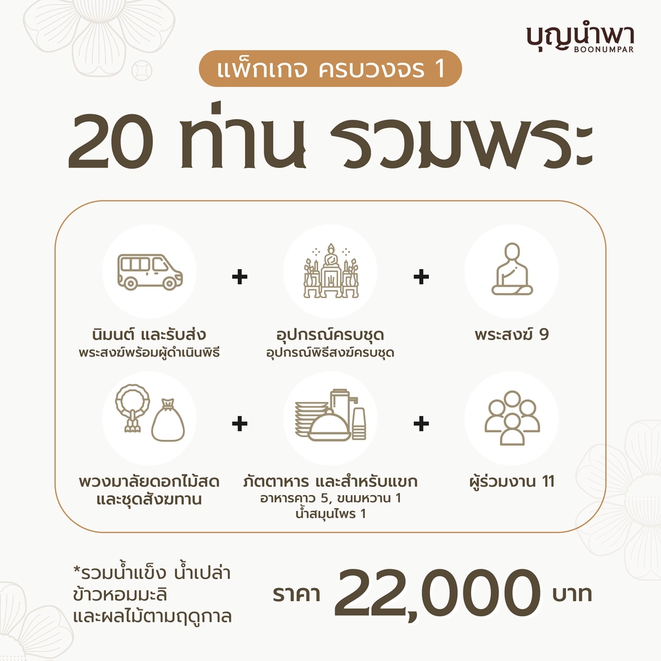 รับจัดงานบุญ - รับจัดงานบุญ ครบวงจร พิธีสงฆ์ครบพร้อมภัตตาหาร (พระ 9 รูป) - 4
