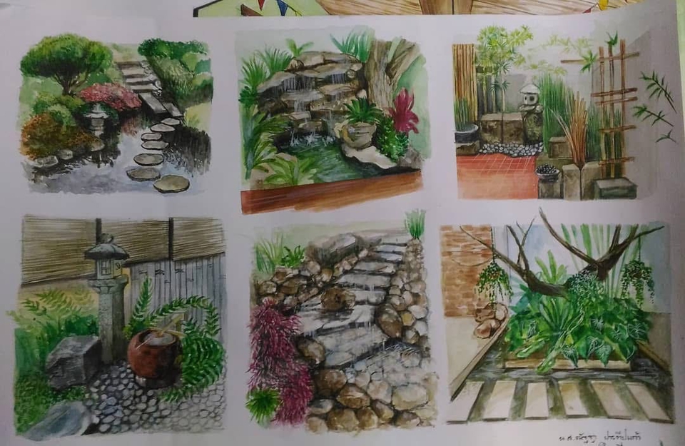 รับวาดภาพเหมือนสไตล์ญี่ปุ่น ภาพประกอบสวนสวย