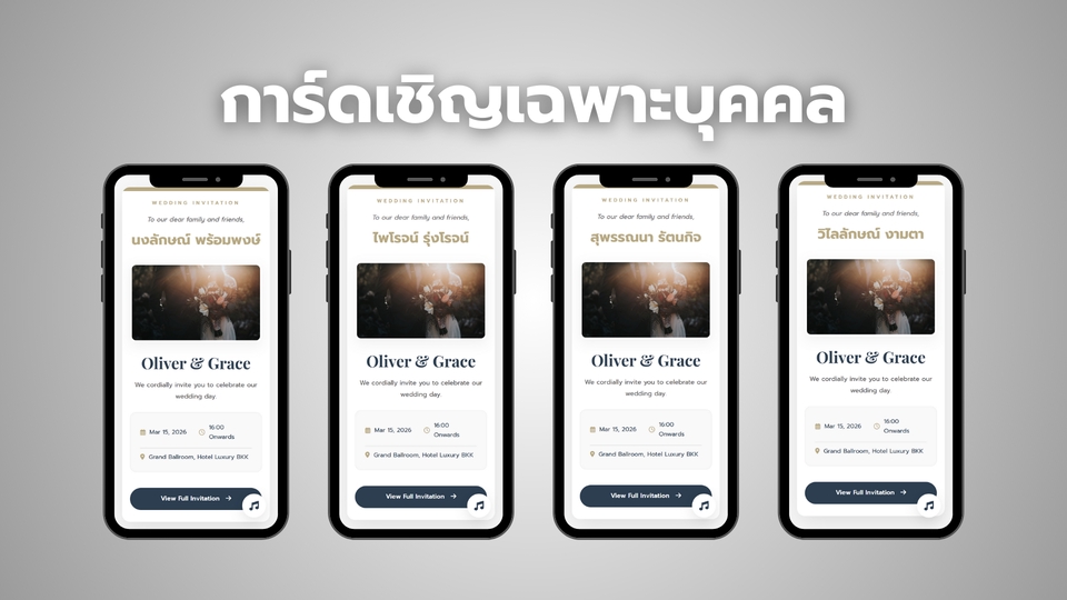 การระบุชื่อแขกในการ์ดเชิญ การ์ดเชิญออนไลน์ระบุชื่อแขก