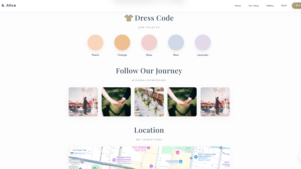 ธีมสี งานแต่ง รูปภาพ และแผนที่