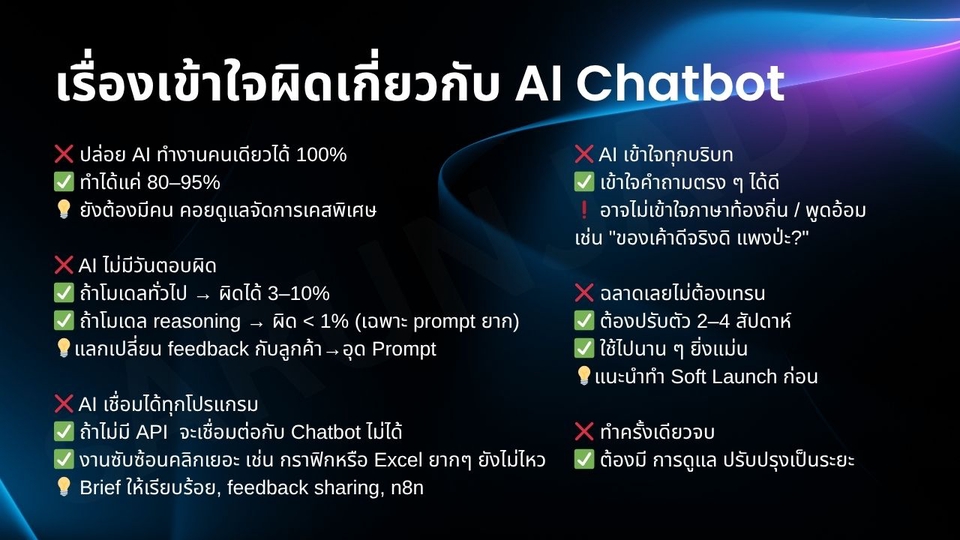 AI ไม่ได้แทนคน 100% ยังต้องดูแลบ้าง ใช้ไปเรื่อย ๆ ถึงจะเก่งขึ้น