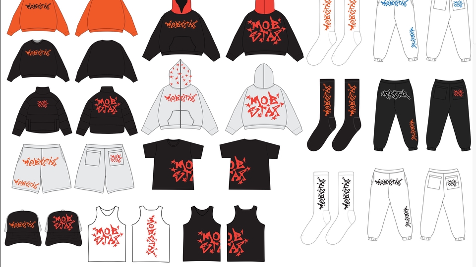 รับสกรีนเสื้อผ้าแฟชั่น MOB ESTAX สกรีนเสื้อยืด เสื้อฮู้ด