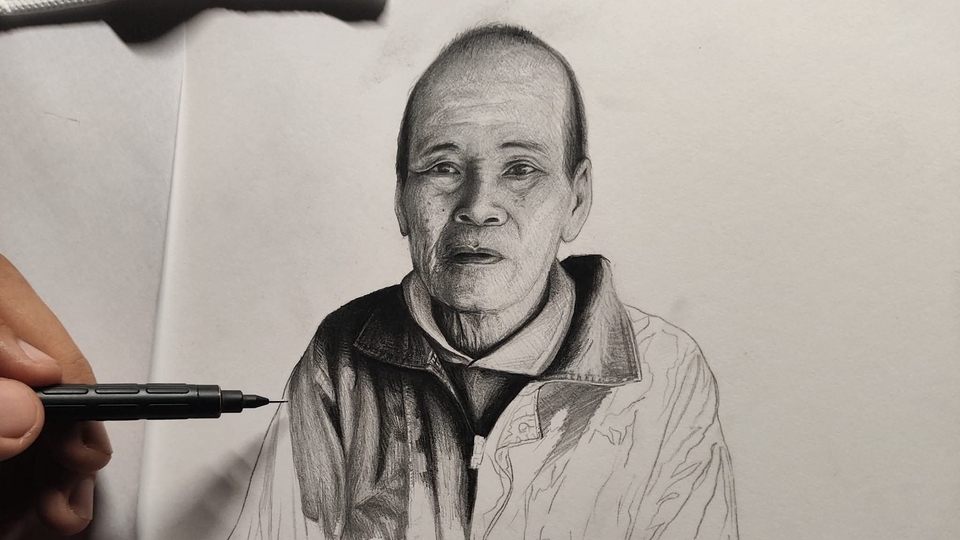 รับวาดภาพเหมือนชายสูงอายุด้วยดินสอ วาดภาพคนเหมือน เพื่อเป็นของขวัญหรือเก็บไว้เป็นที่ระลึก