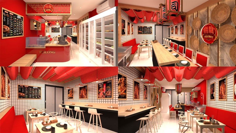 รับออกแบบร้านอาหารตกแต่งภายในสวยหรู สไตล์โมเดิร์น